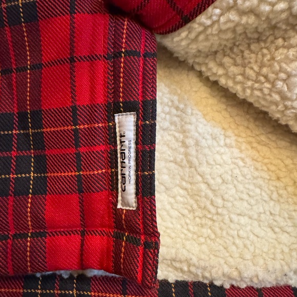 Carhartt Work In Progress WIP Sherpa Lined Shirt Jacket in Red and Black Flannel - Picture 5 of 7